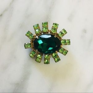 Vintage Faux Emerald Brooch